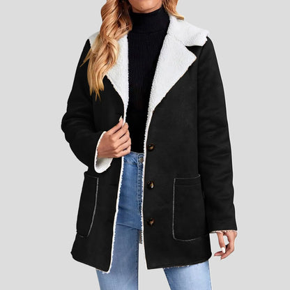 Women's Faux Suede Fleece Lined Hooded Jacket Relaxed Winter Streetwear Outerwear Coat