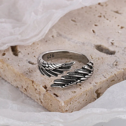 Vintage Angel Wing Wrap Ring with Elegant Dark Feminine Statement Design