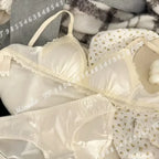 Lustrous Liquid-Satin Triangle Bralette and Matching Scalloped Brief Intimates Set