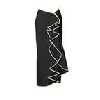Cream and Black Contrast-Trim Triangle Bikini with Matching Maxi Skirt