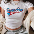 Retro Destination Graphic Baby Tee with Fitted Crop Streetwear Silhouette