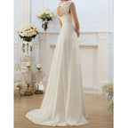 Open Back Floor Length Dress With Soft Structured Draping