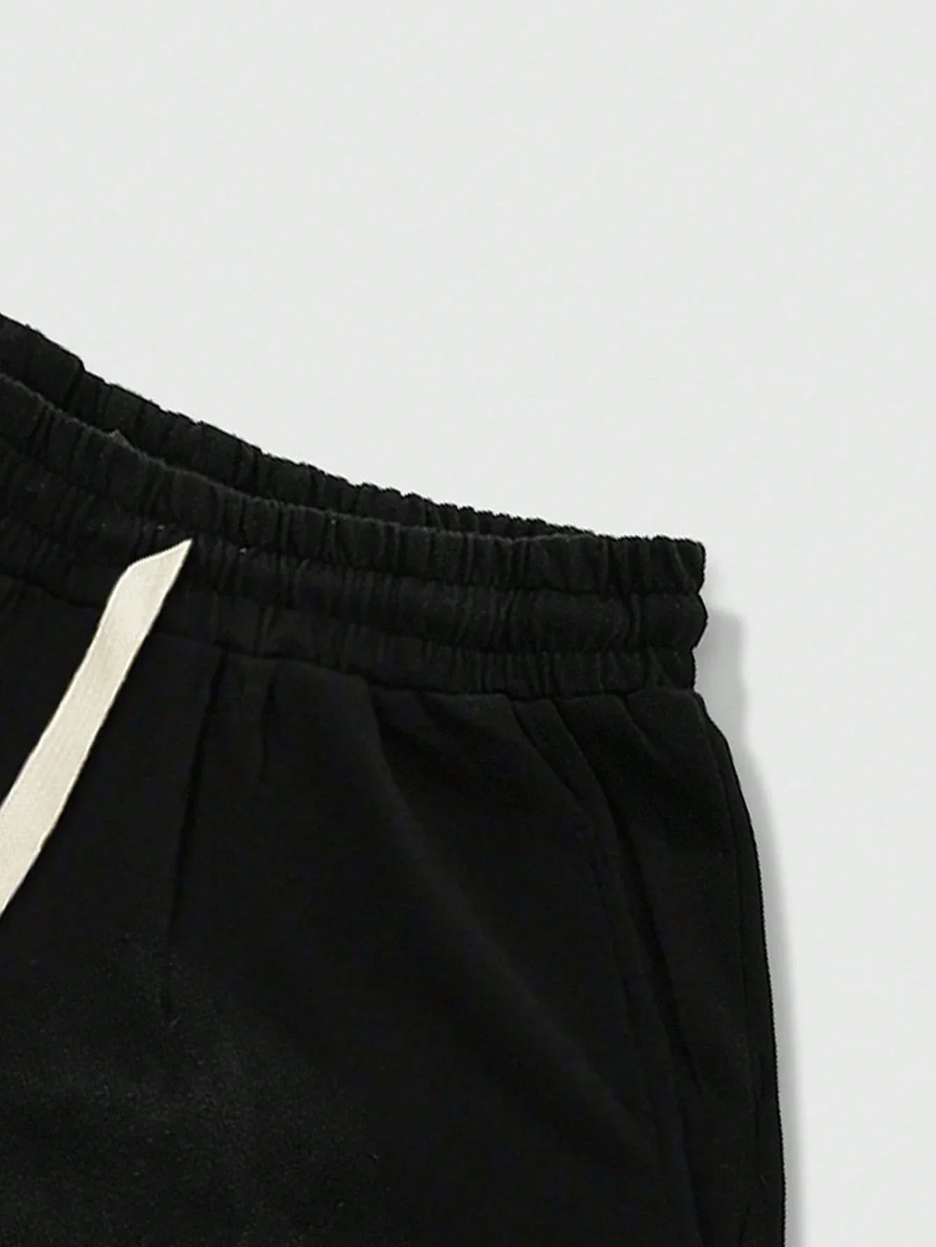 Men's Loose Graphic Print Drawstring Sports Shorts with Distressed Streetwear Inspired Design