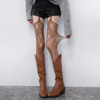 Floral Fishnet Suspender Tights Alternative Punk Fashion Garter Style Hosiery