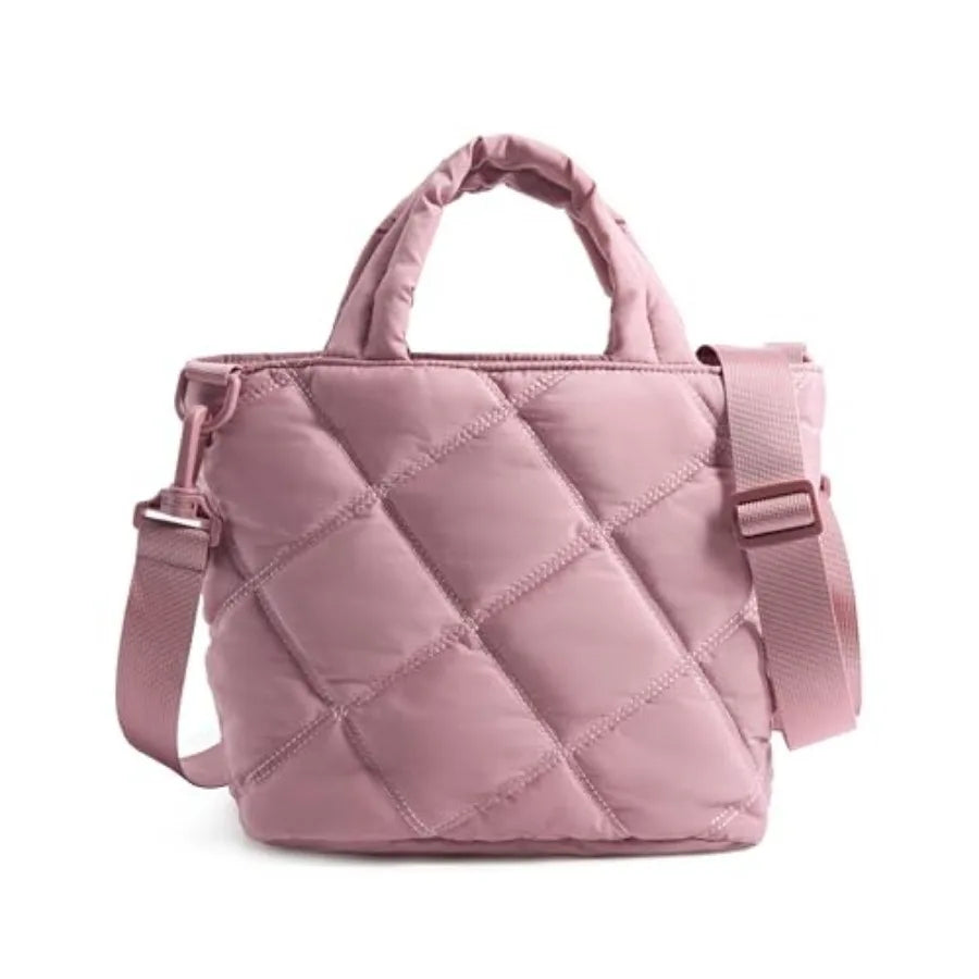 Quilted Puffer Crossbody Tote Bag with Lightweight Everyday Carry