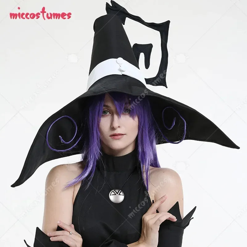 Women's Layered Hooded Dress Costume Set with Oversleeves and Statement Accessory Details