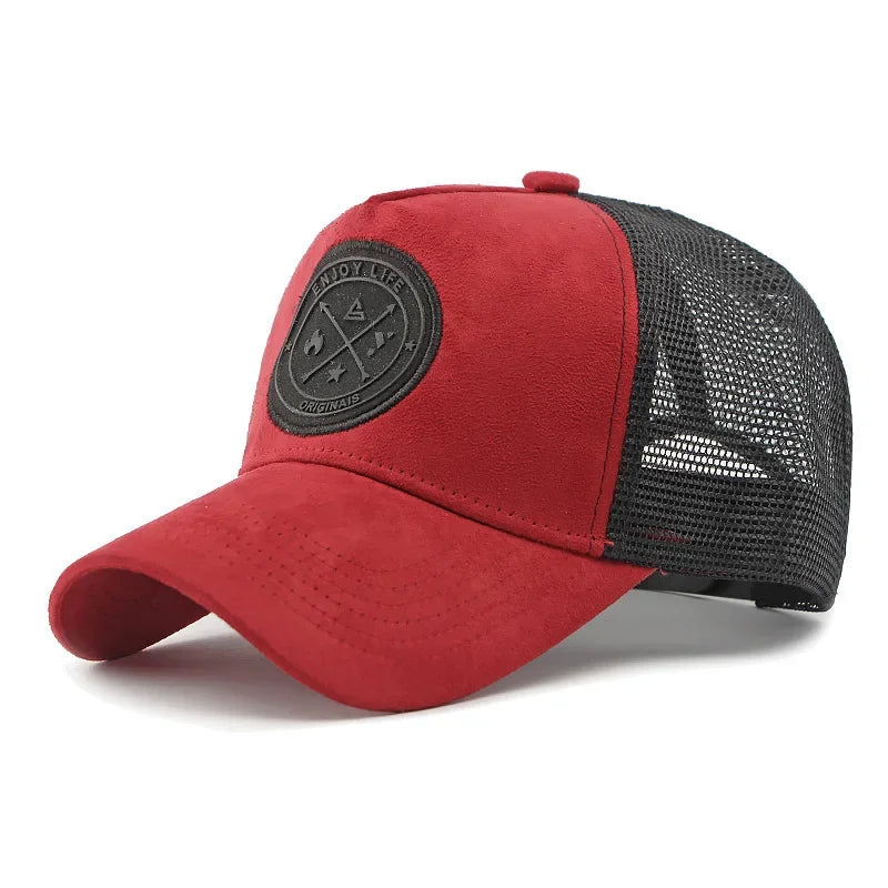 Patchwork Mesh Trucker Cap Adjustable Curved Brim Casual Outdoor Streetwear Hat