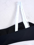Black and White Color-Blocked Bralette Bikini with High-Cut Silhouette