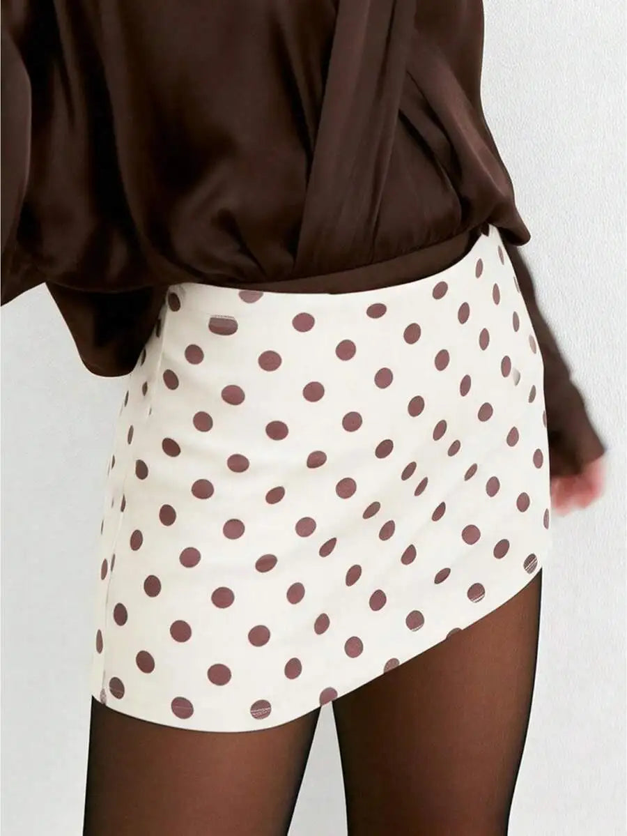 Polka Dot Stretch Mini Skirt with Flared Streetwear Inspired Fit