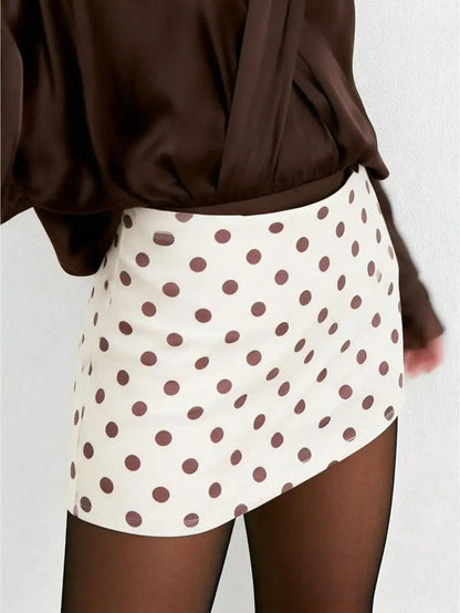 Polka Dot Stretch Mini Skirt with Flared Streetwear Inspired Fit