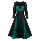 Dark Romance Panelled Maxi Dress with Sweetheart Neckline and Button Accents