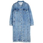 Longline Vintage Inspired Denim Coat with Streetwear Layering Silhouette