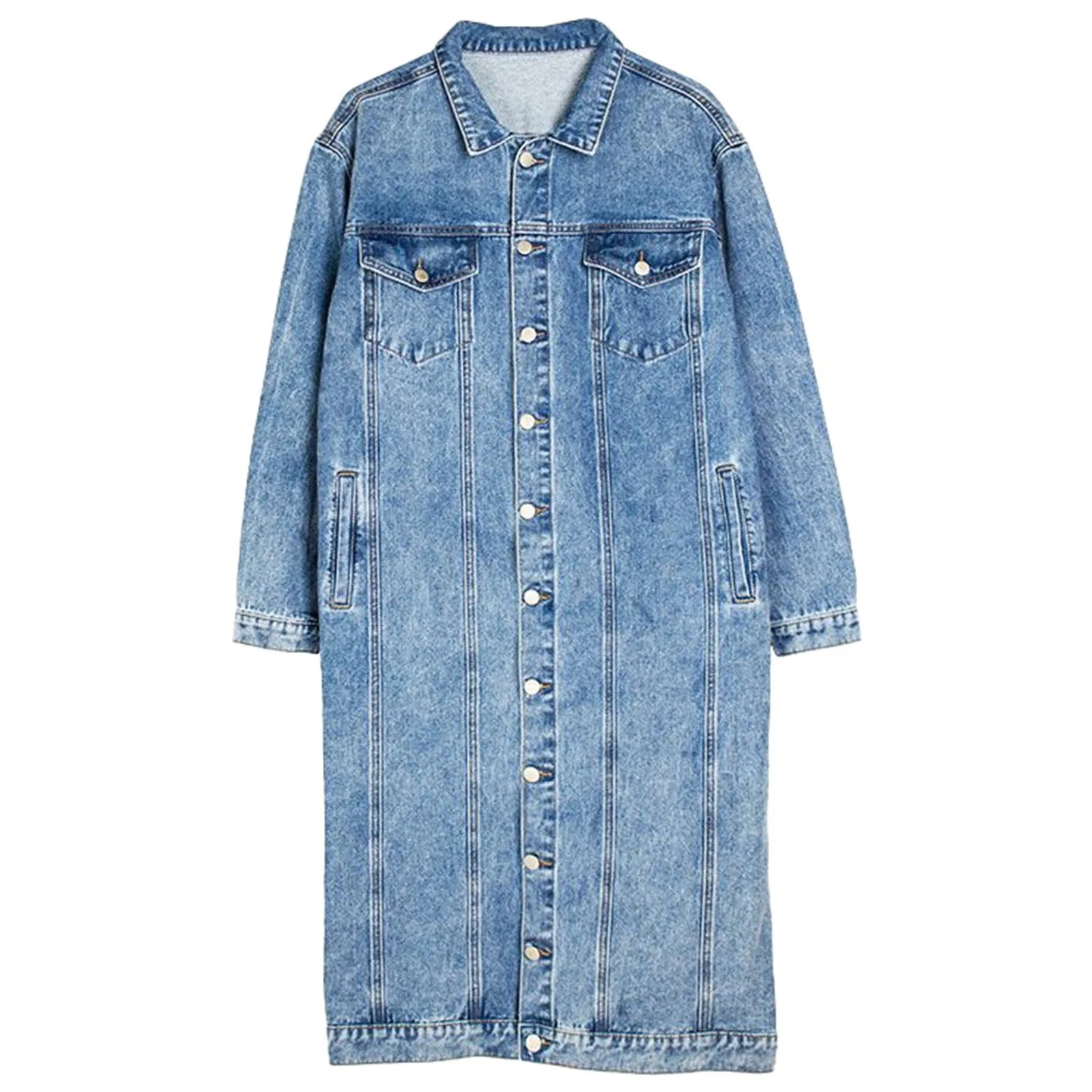 Longline Vintage Inspired Denim Coat with Streetwear Layering Silhouette