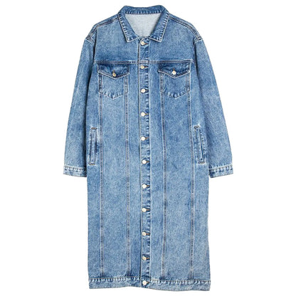 Longline Vintage Inspired Denim Coat with Streetwear Layering Silhouette