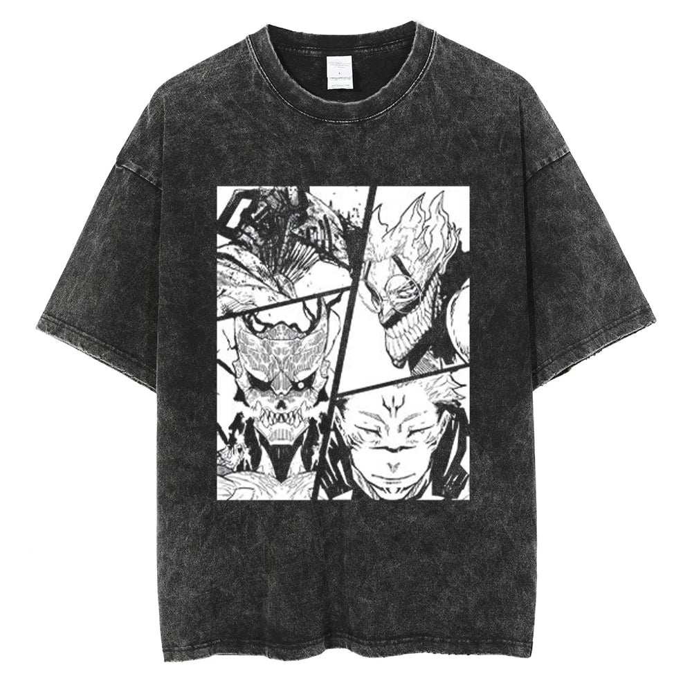 Dark Manga Panel Oversized Vintage Washed Streetwear Graphic T-Shirt