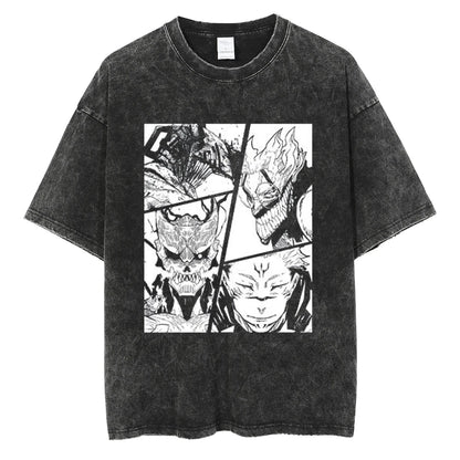 Dark Manga Panel Oversized Vintage Washed Streetwear Graphic T-Shirt