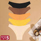 5-Piece Women’s Seamless Low-Rise Brazilian Briefs Set with Colorful Striped Details, Smooth Silhouette and Assorted Designs