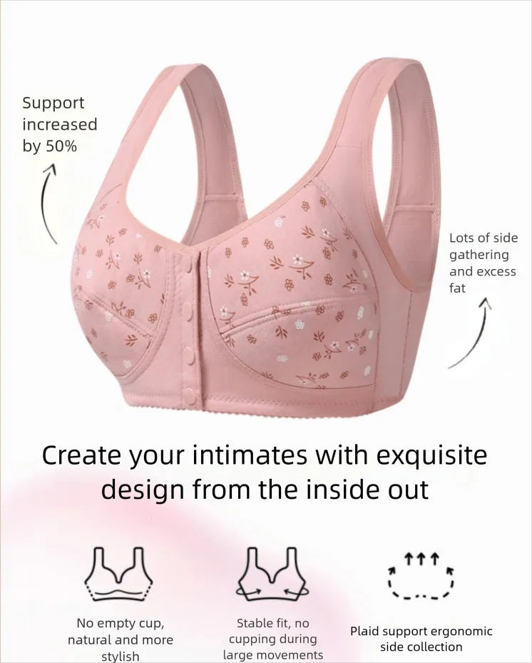 Seven-Piece Front-Closure Lace Bra Set with Wide Straps