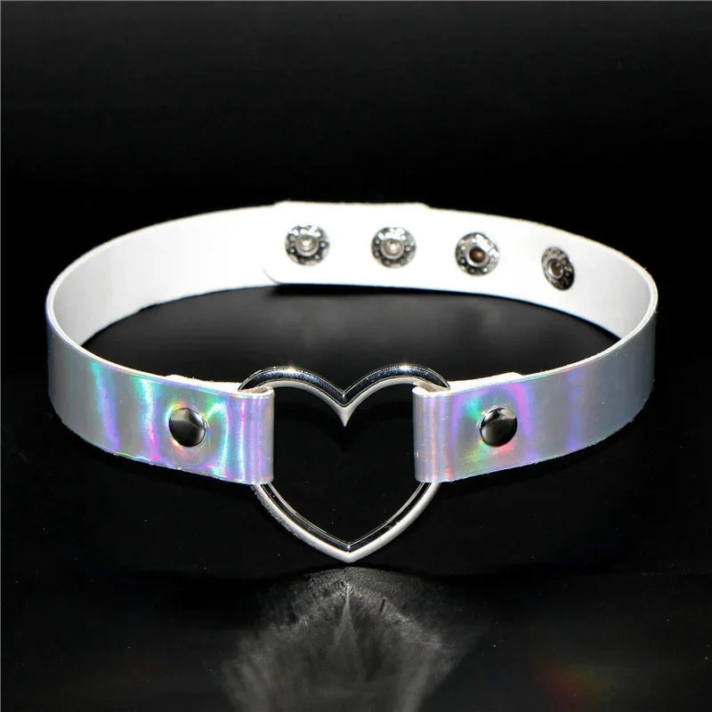 Dark Heart Charm Collar Choker Necklace for Gothic and Alternative Fashion