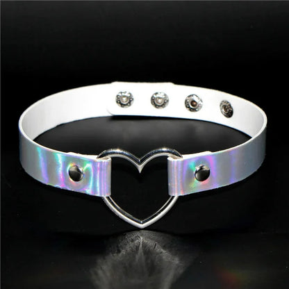Dark Heart Charm Collar Choker Necklace for Gothic and Alternative Fashion