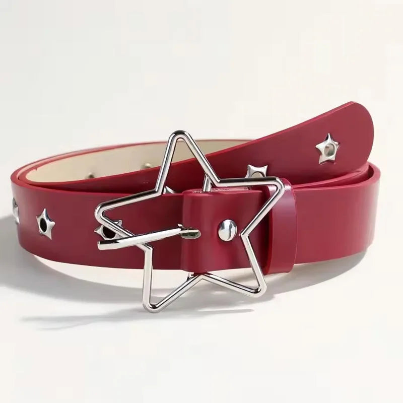 Star Eyelet Rivet Waist Belt for Gothic Punk Y2K Fashion Looks