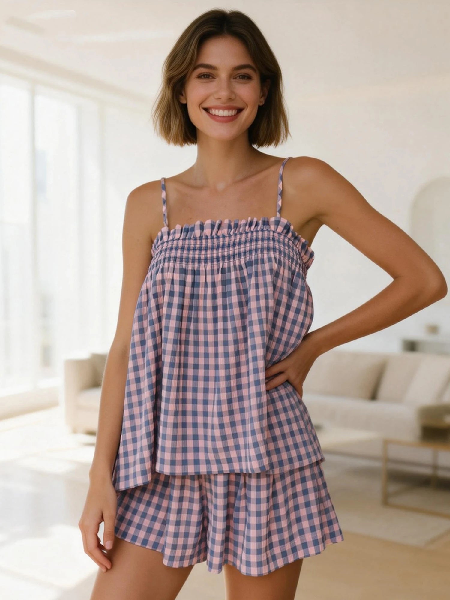 Women's Floral Print Cami and Shorts Co-Ord Set Relaxed Summer Outfit