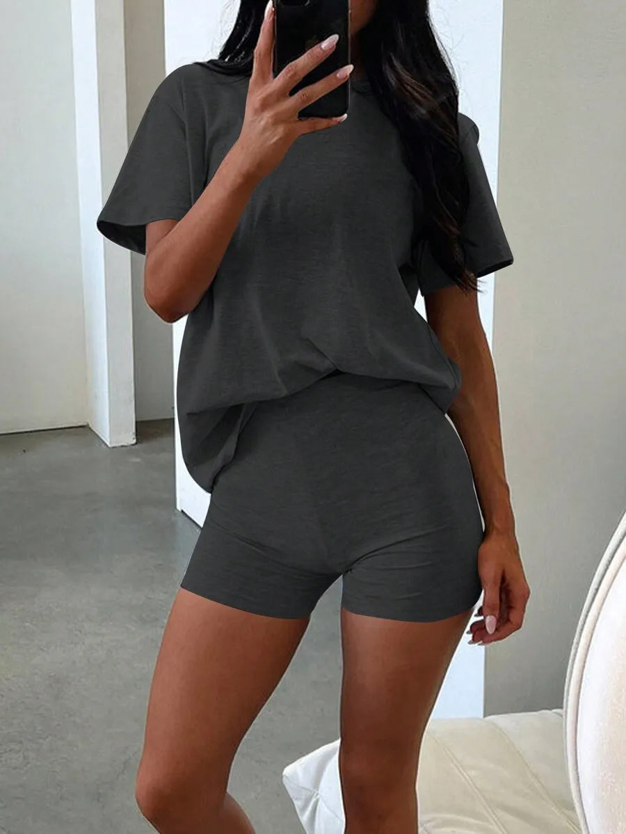 Oversized T Shirt and Shorts Relaxed Summer Lounge Co-Ord Set