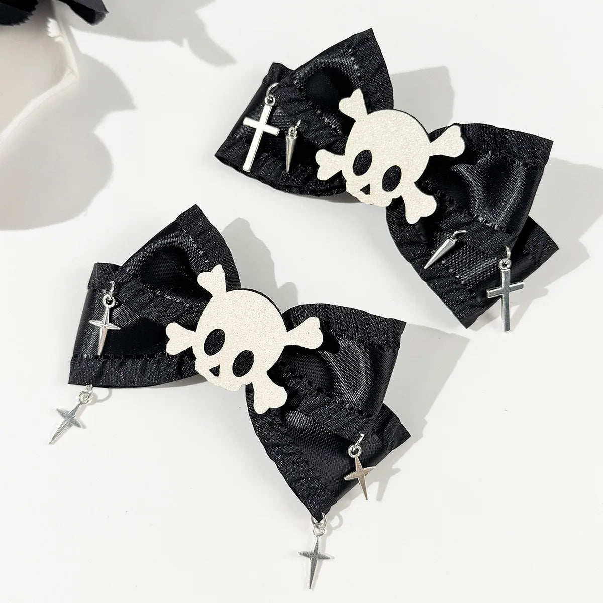 Skull Bow Hair Clip Gothic Punk Statement Alternative Fashion Accessory
