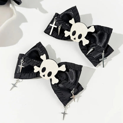 Skull Bow Hair Clip Gothic Punk Statement Alternative Fashion Accessory