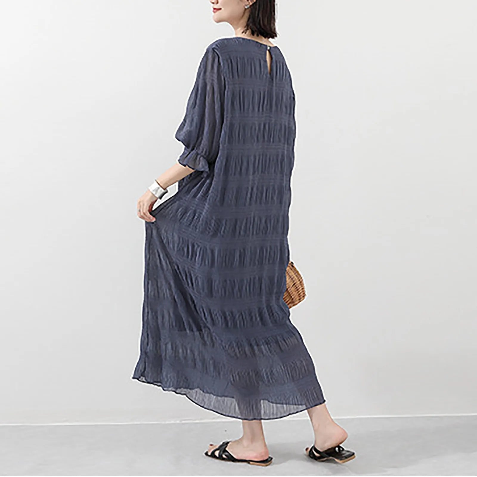 Boho Pleated Maxi Dress with Relaxed Silhouette for Everyday Styling