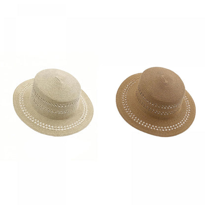 Women's Wide Brim Woven Sun Hat with Breathable Design for Beach and Vacation Wear