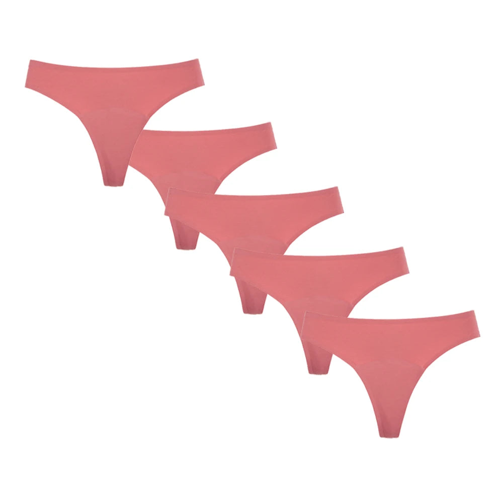 Five-Piece High-Waisted Absorbent Menstrual Thong Set with Lace Waistbands
