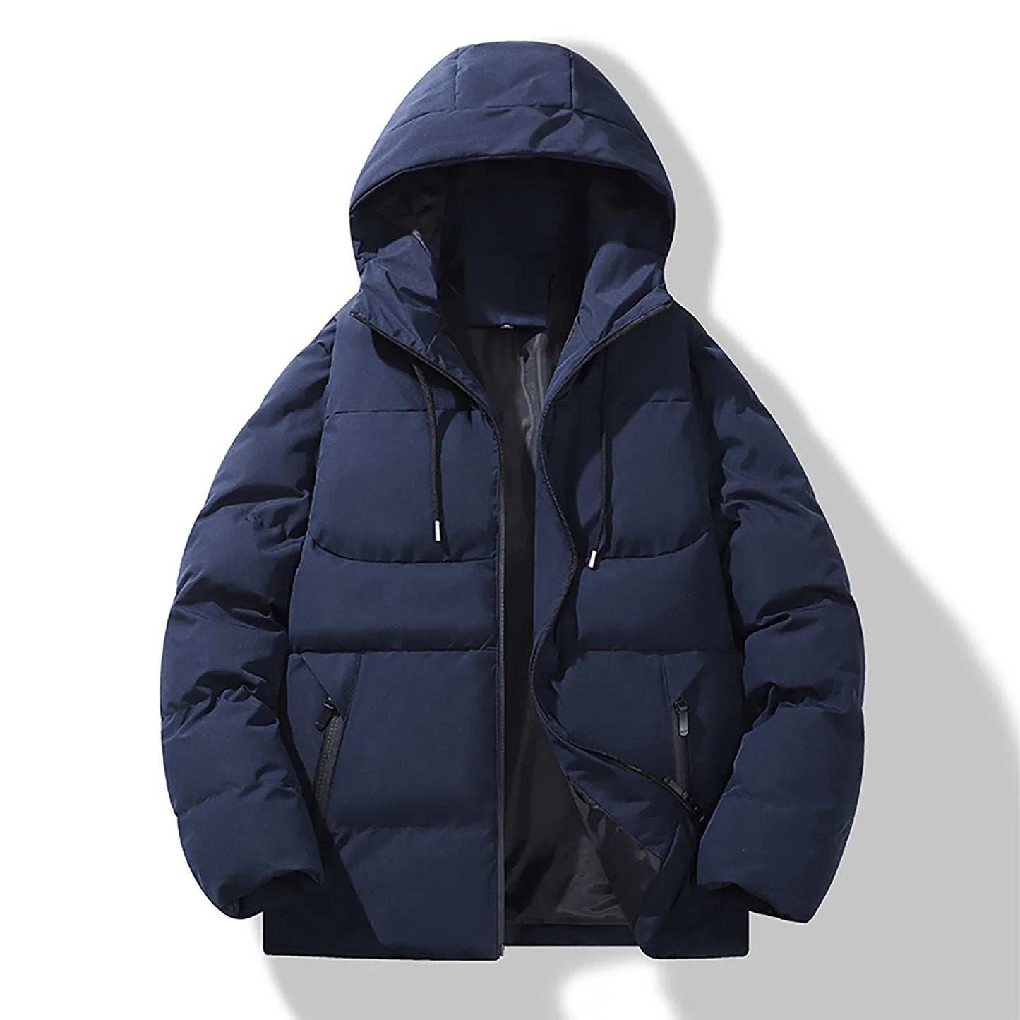 Men's Hooded Puffer Jacket with Quilted Design for Everyday Winter Streetwear Layering