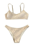 Shimmering Champagne Scoop Neck Bralette Bikini Set