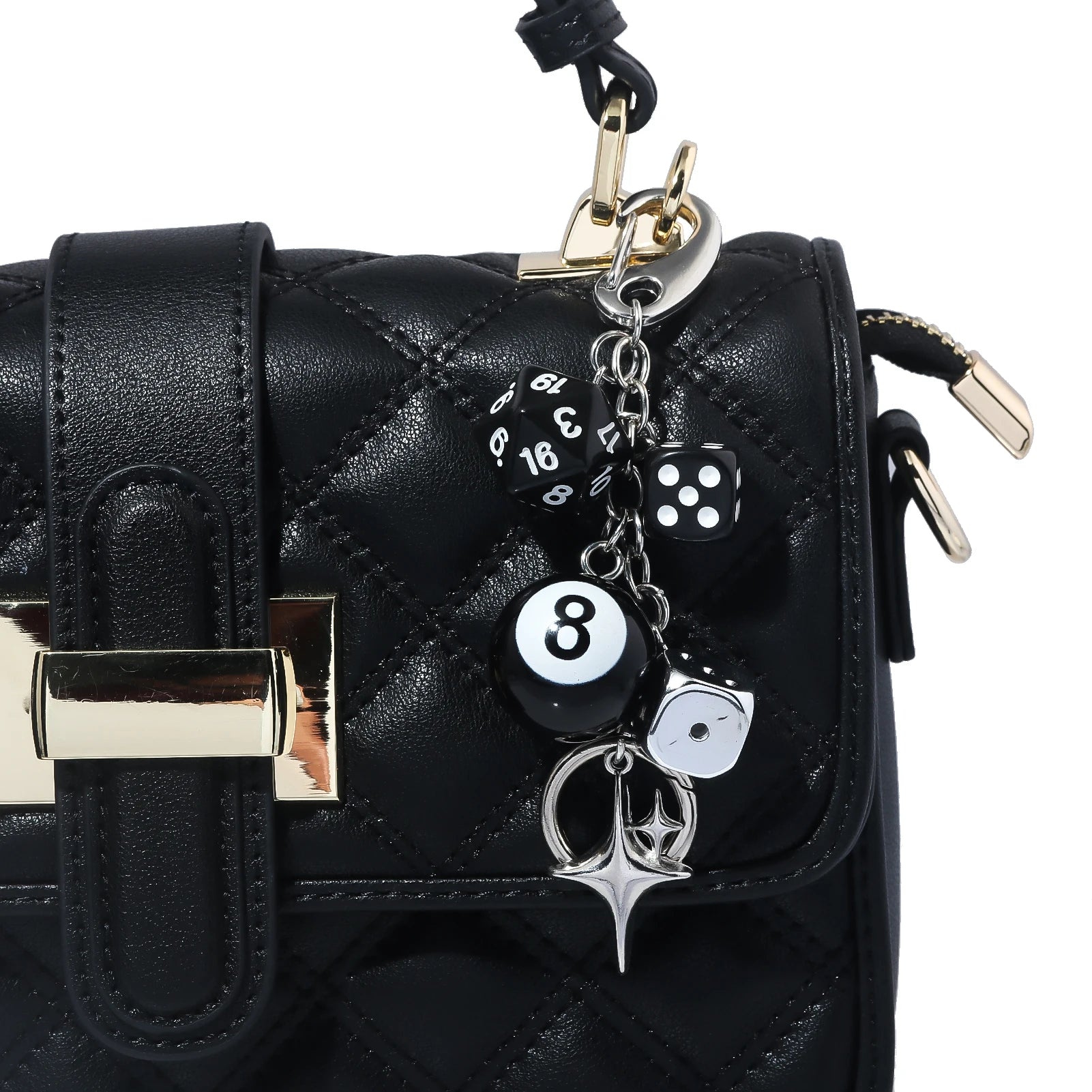 Y2K Dice Charm Keychain Alternative Streetwear Bag Accessory