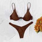 Vibrant Red Underwire Bikini with Plunging V-Notch and High-Cut Bottom