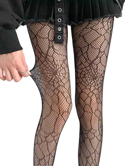 Spider Web Pattern Fishnet Tights with Lightweight Mesh Design for Alternative Fashion Styling