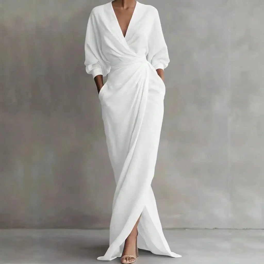 Minimalist Draped Maxi Dress with Relaxed Elegant Fashion Styling