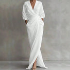 Minimalist Draped Maxi Dress with Relaxed Elegant Fashion Styling