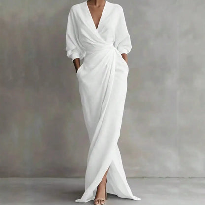 Minimalist Draped Maxi Dress with Relaxed Elegant Fashion Styling