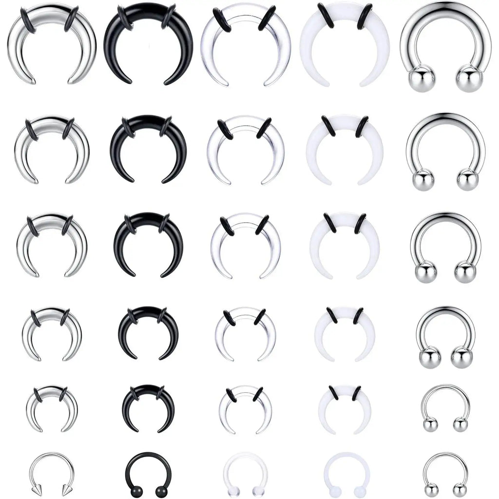 Mixed Septum and Horseshoe Ring Set for Alternative Body Styling