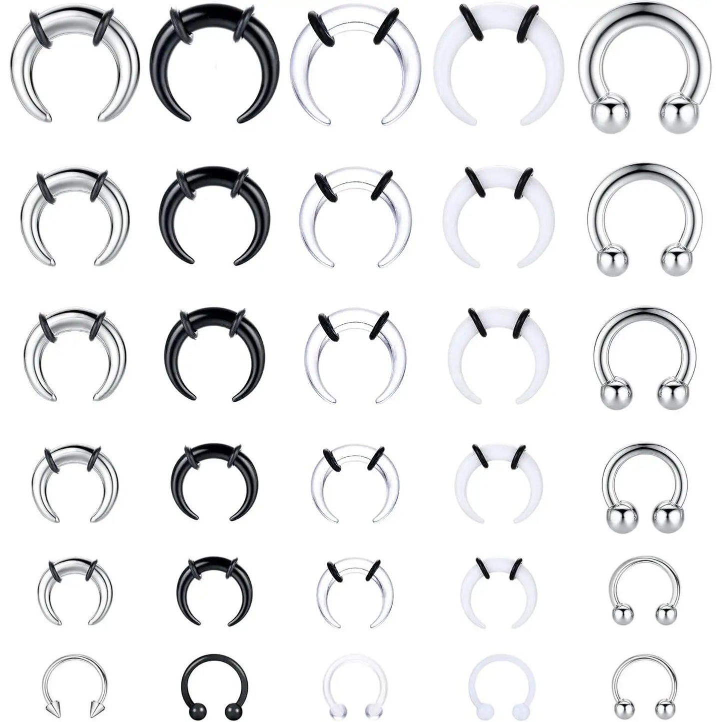 Mixed Septum and Horseshoe Ring Set for Alternative Body Styling
