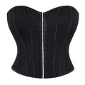 Bold Two-Tone Strapless Corset Top with Front Hook Closure and Defined Boning