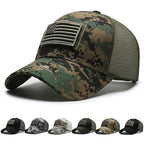 Unisex Mesh Baseball Cap with Camouflage Pattern and Embroidered Patch for Outdoor Adventures