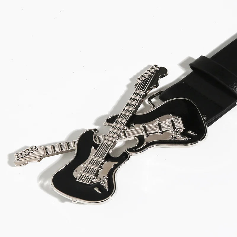 Western Inspired Guitar Buckle Belt for Punk and Y2K Fashion