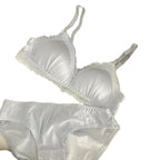 Lustrous Liquid-Satin Triangle Bralette and Matching Scalloped Brief Intimates Set