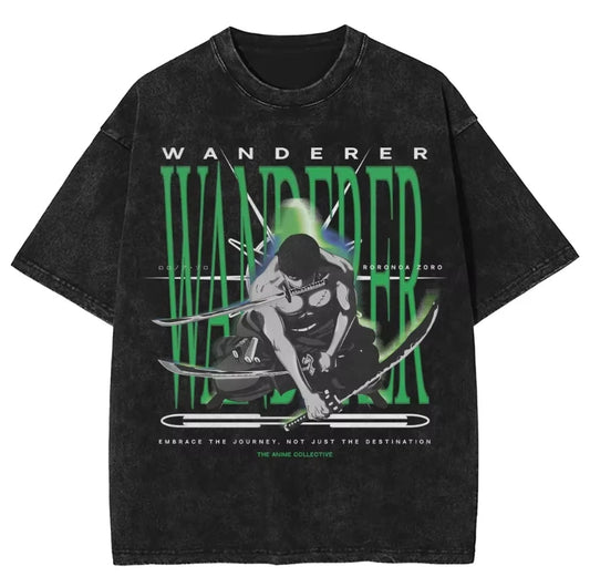 Minimalist Manga Wanderer Oversized Vintage Streetwear Graphic T-Shirt