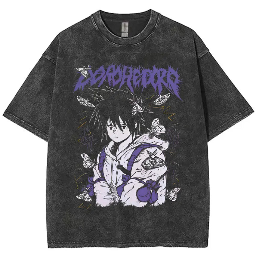 Vintage Anime Goth Graphic T-Shirt with Dark Manga Art Aesthetic - BigCat Streetwear