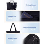 Nylon Utility Tote Bag with Multiple Exterior Pockets and Zip Closure