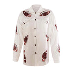 Women's Button Front Varsity Jacket Graphic Print Casual Streetwear Lightweight Outerwear